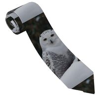 QMNSEHF Men's Necktie Classic Fashion Silk Tie Snow Owl Neck Ties Men Formal Occasion Business 