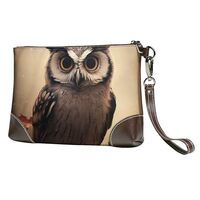 Women's Leather Wristlet Purses Clutch Wallet Cute Owl Handbag Ladies Evening Bag Cell Phone Po