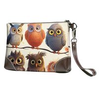 Women's Leather Wristlet Purses Clutch Wallet Owls Birds Handbag Ladies Evening Bag Cell Phone 