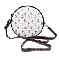 Leather Shoulder Bags For Women Owl Tree Branches Print Circle Trendy Bag Round Purses Handbag