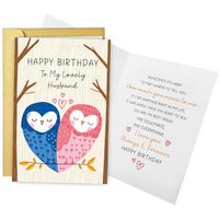 Obbyidk Cute Owl Birthday Card for Husband, Romantic Husband Birthday Card form Wife, Happy Bday to 