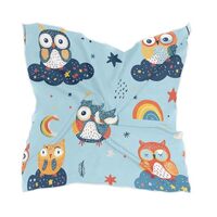 PEUCNTO Owl Star Women's Silk Scarf Square Satin Head Scarves Fashion Neck Scarf Hair Wraps Sil