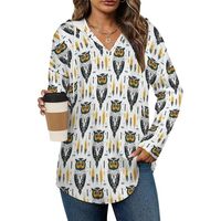 Novastar Long Hoodies for Women Trendy - Tribal Style Owl Print Cozy Loose Fit Ladies Sweatshirts At