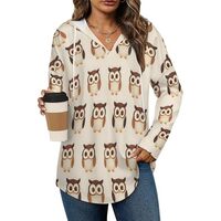 Novastar Long Hoodies for Women Trendy - Cute Owl Print Cozy Loose Fit Ladies Sweatshirts Athleisure
