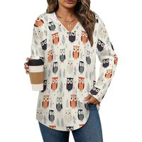 Novastar Long Hoodies for Women Trendy - Cute Owl Cartoon Print Cozy Loose Fit Ladies Sweatshirts At