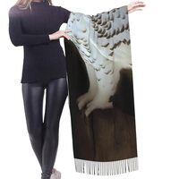HCLYvexiria Scarf for Women Tassel Shawl Wraps Winter Warm Blanket Scarf White Owl Scarves for Men