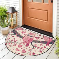 LCLJJDMBM Owl Theme Half Round Door Mat Welcome Mat with TPR Backing 24x36 Inch Non Slip Bath Rug Du