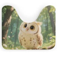 FodPand Cute Owl Cub Toilet Rugs U Shaped Non Slip Bath Mat Washable Absorbent Soft Microfiber Conto