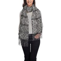 WAYOQI Owl Gaze Tassel Scarf Imitation Cashmere Long Velvet Fringe Winter Warmth Shawl