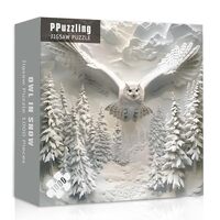 Snowy Owl Puzzles for Adults 1000 Pieces, Nature Forest Bird Jigsaw Puzzles, Winter Animal Art Puzzl
