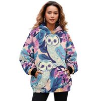 Giftbloom Owls Womens Oversized Hoodies Winter Fall Long Sleeve Hooded Tops Casual Loose Fit Fleece