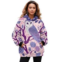Giftbloom Casual Trendy Womens Hoodies Sweatshirts Floral Owl Oversized Hoodie Women Long Sleeve Pul
