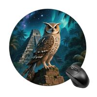 Maya Owl Round Mouse Pad, Cute Non-Slip Rubber Base Desk Mat, Funny Small Mousepad for Office &