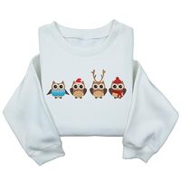 Embroidered Christmas Owl Sweatshirt – Cute Holiday Animal Sweater, Cozy Unisex Crewneck, Owl
