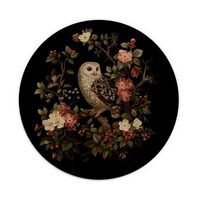 TFKFJLF Floral Dark Owl Cute Mouse Pad, Black Cottagecore Aesthetic Mouse Pad, Owl Gifts for Women,