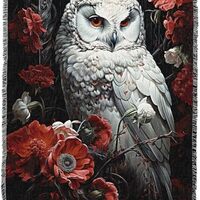 Pure Country Weavers Snow Owl by Claudia McKinney - Gift Tapestry Throw Blanket Woven from Cotton -
