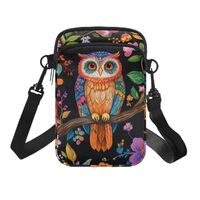 BYCHECAR Cute Small Crossbody Bag Cell Phone Purse for Women Cross Body Pouch Owl Floral Messenger B