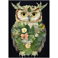 PICKFORU Foliage Owl 1000 Piece Puzzle for Adults, Nature Leaves Flowers Collage Art Jigsaw Puzzles,