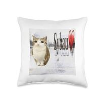 Meowl SYBAU Meme Funny Cat-Owl Brainrot Silly Cursed Cat Throw Pillow