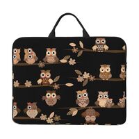 Cute Brown Cartoon Owls Print Laptop Sleeve Case14in Computer Cases for Pad Tablet, Briefcase Bag