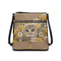 JEOSUSVT Owl Floral Print Women's Crossbody Bag Leather Waterproof Shoulder Purse Trendy Cute H