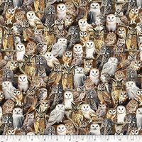 Cotton Wild Animals Owls Birds Animals Packed Feathers Windham Fabrics Cotton Fabric Print by The Ya