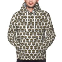Kashinn Men's Sweatshirt Fleece Hoodie Pullover Hooded Pouch pocket Cute Owl pattern Print Casu