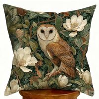 DWSHX William Morris Inspired Design Floral Pillow Covers, Vintage Floral Owl Print Throw Pillow Cov