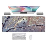 JIVRAJORQ Mouse Pads Snow Owl Mousepad Stitched Edge Large Desk Mat Non Slip Keyboard Pad for Gaming