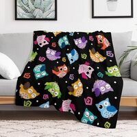 Throw Blanket 30"x40" Cute Owl Flannel Blankets for Bedroom Couch Travel Home Decor Fuzzy 