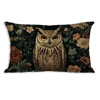 DWSHX William Morris Inspired Design Floral Pillow Covers, Vintage Floral Owl Print Throw Pillow Cov