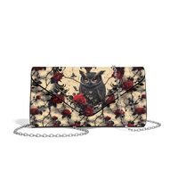 Jolamirel Gothic Owl Underarm Evening Handbag for Women Rose Floral Formal Clutch Purses for Wedding