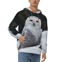 HJTRW Men's Fleece Pullover Hoodie Long Sleeve Hooded Snow Owl Sweatshirt Casual Shirts With Po