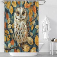 HDESDIS Owl Bird Fantasy Shower Curtain, Vintage Tree Leaves Plant Bathroom Curtain for Rustic Farmh