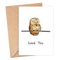 BrockShops Love Owl Card - Cute Owl Gift - Love & Valentines - Tiny Heart - Recycled - Couple -