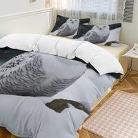 YKLBV Soft Bedding 3 Piece Set Snow Owl Queen Duvet Cover Set 2 Pillowcase 1 Quilt Cover All Season 