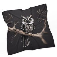 RTFGHJS Late Night Owl Head Scarf for Women Silk-Like Headbands Satin Bandana Fashion Neck Scarf 27&