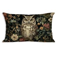 DWSHX William Morris Inspired Design Floral Pillow Covers, Vintage Floral Owl Print Throw Pillow Cov