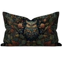 DWSHX William Morris Inspired Design Floral Pillow Covers, Vintage Floral Owl Print Throw Pillow Cov