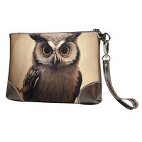Genuine Leather Wristlet Clutch Wallet for Women Men Cute Owl Purses Travel Phone Organizer Handbag