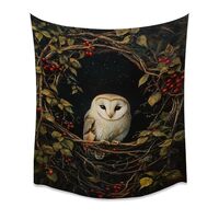 Dark Academia Rustic Barn Owl Print Tapestry Vintage Boho Woodland Bird Artwork Aesthetic Wall Hangi