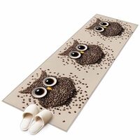 Coffee Owl Runner Rug 2x6 Washable Kitchen Rug Non-Slip Lightweight Thin Soft Low Pile Bathroom Runn