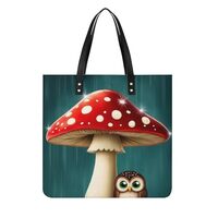 Leather Shoulder Bag Purses for Women, Large Capacity Cute Owl Mushroom Handbags, Tote Bag for Trave
