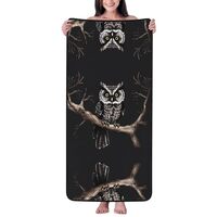 WZYCWB Late Night Owl Coral Velvet Bath Towel (27x55 inches), Absorbent and Quick-Drying Bath Towel,