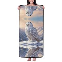 WZYCWB White Owl Coral Velvet Bath Towel (27x55 inches), Absorbent and Quick-Drying Bath Towel, Suit