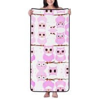 WZYCWB Cute owl Coral Velvet Bath Towel (27x55 inches), Absorbent and Quick-Drying Bath Towel, Suita