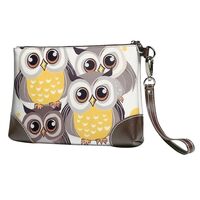 Genuine Leather Wristlet Clutch Wallet for Women Men Animal Cartoon Owls Cute Purses Travel Phone Or