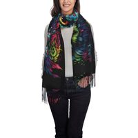 TYUMH Owl On Black Background Prints Long-pile tassel scarf warm and soft fashionable accessory suit