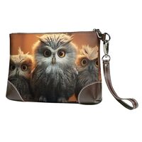 Genuine Leather Wristlet Clutch Wallet for Women Men cute Owl Baby Purses Travel Phone Organizer Han