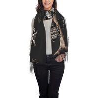 TYUMH Late Night Owl Prints Long-pile tassel scarf warm and soft fashionable accessory suitable for 